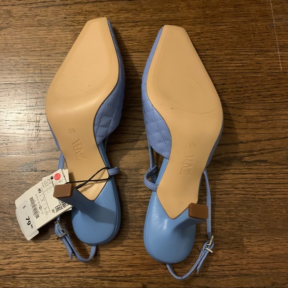 NWT Zara Quilted Leather Slingback Heels - Size 9 - Picture 4 of 5